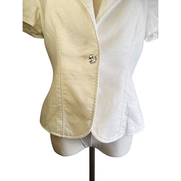 White House Black Market Size 6 Linen Blend Short Sleeve Blazer - Picture 5 of 14